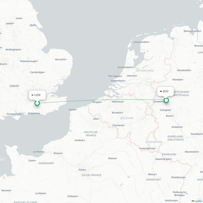 LGW - DUS route map