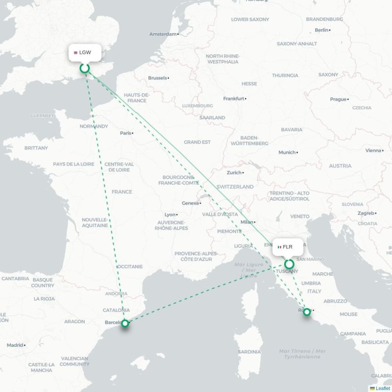 LGW - FLR route map