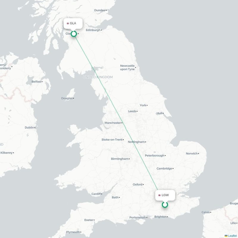 LGW - GLA route map