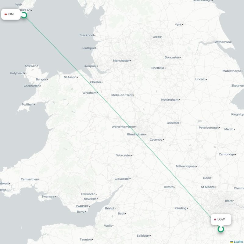 LGW - IOM route map