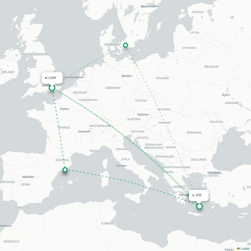 LGW - JTR route map