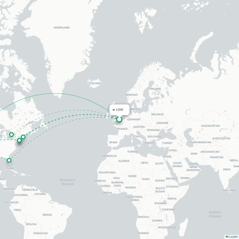 LGW - LAS route map