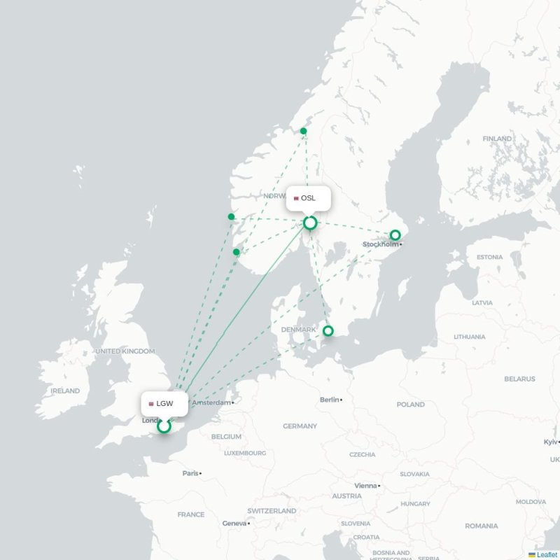 LGW - OSL route map