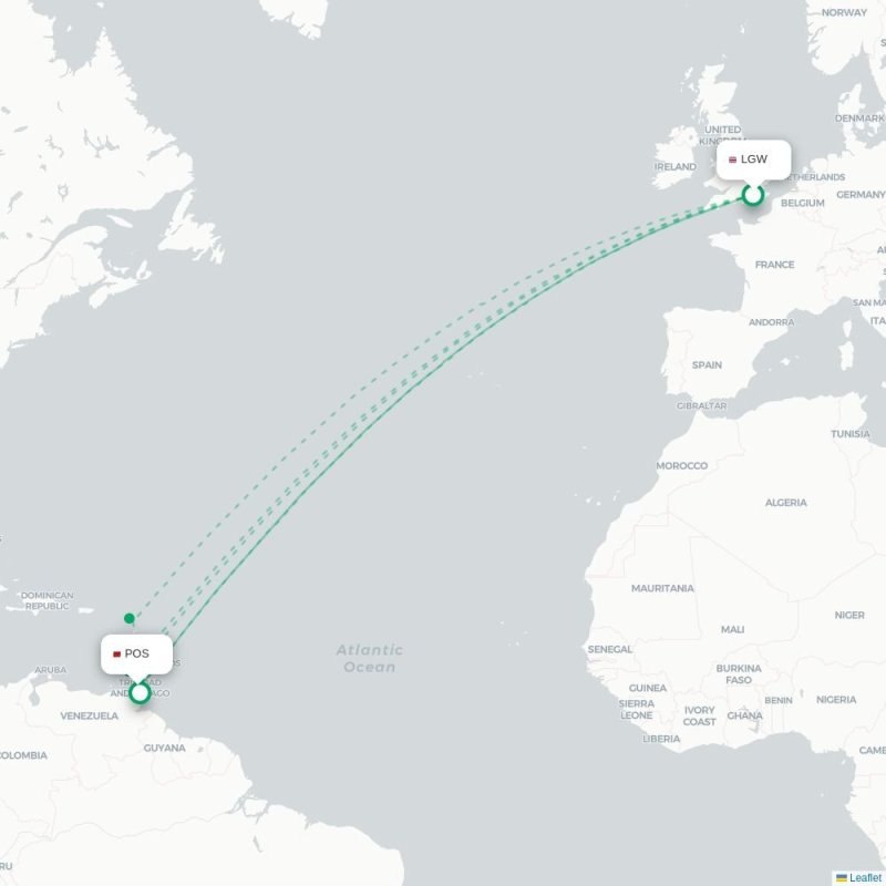 LGW - POS route map