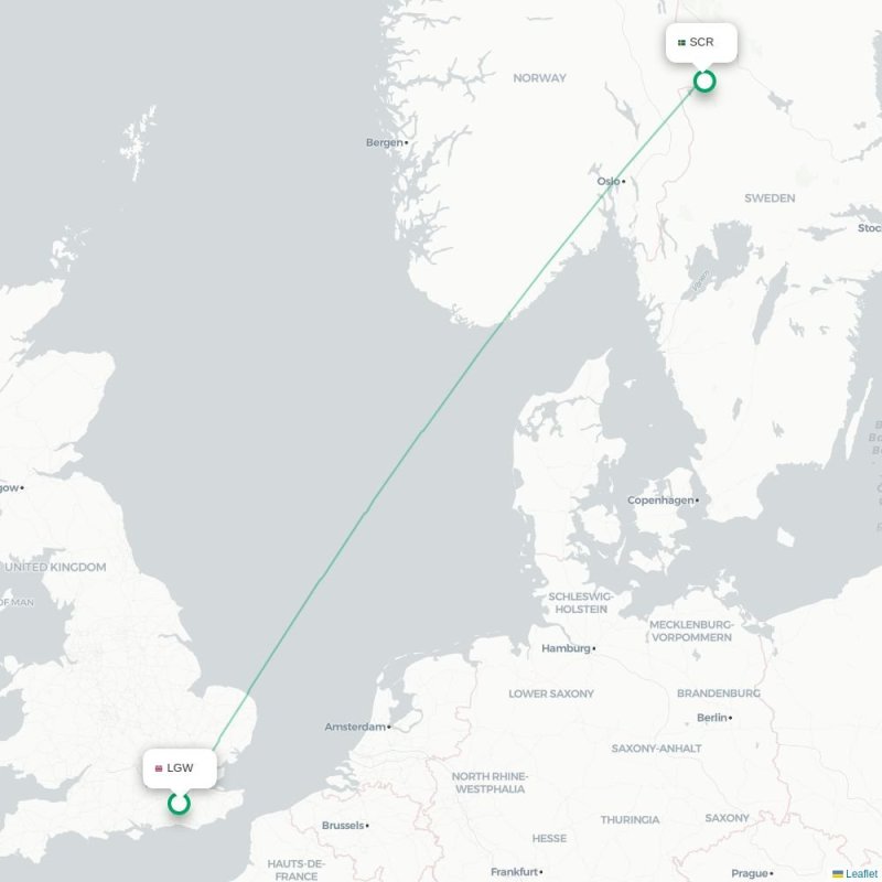 LGW - SCR route map