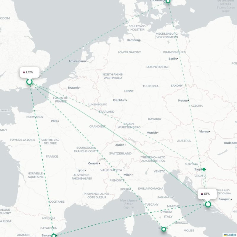 LGW - SPU route map