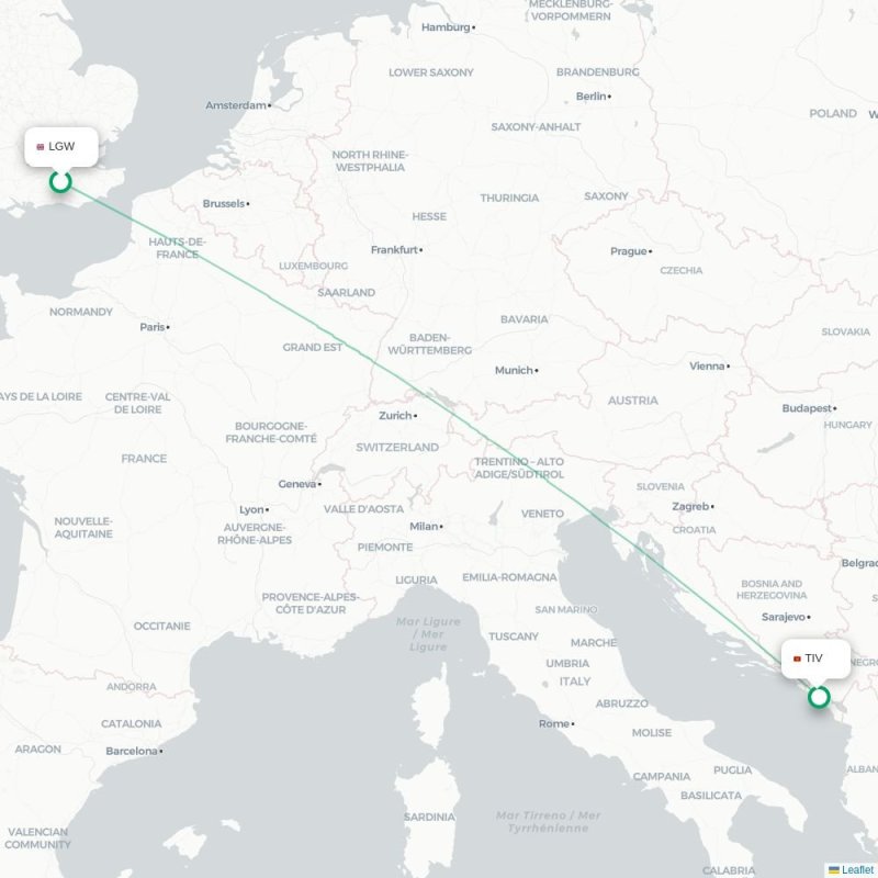 LGW - TIV route map
