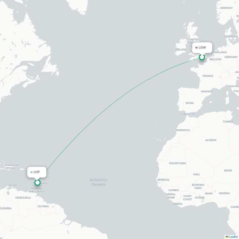 LGW - UVF route map
