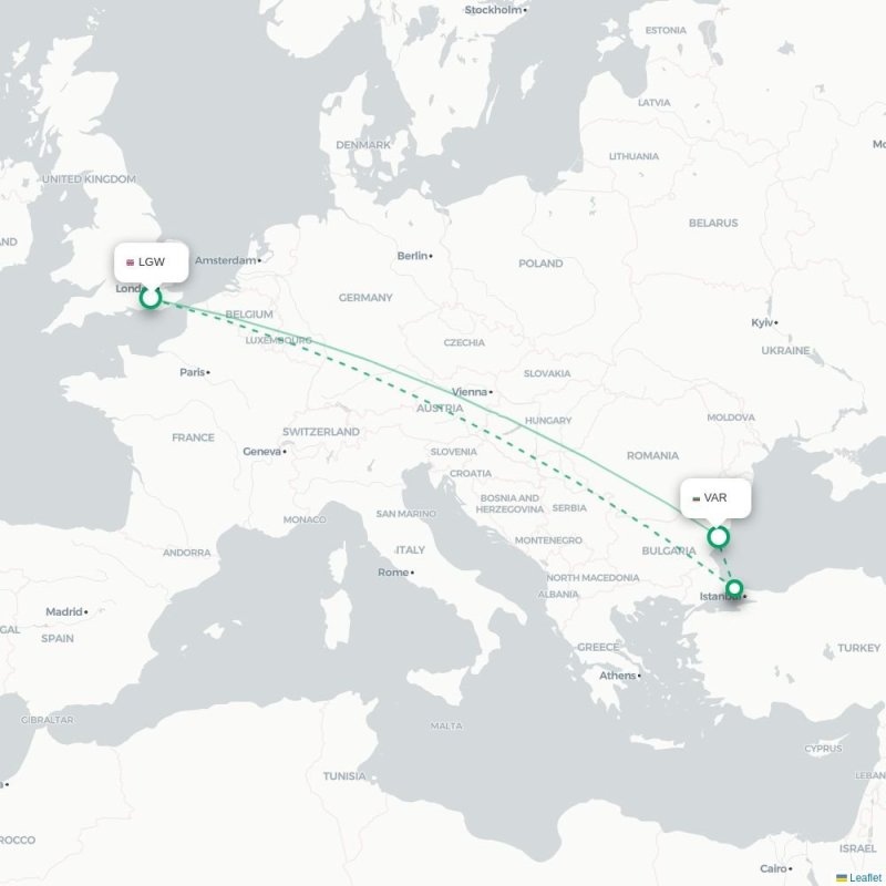 LGW - VAR route map