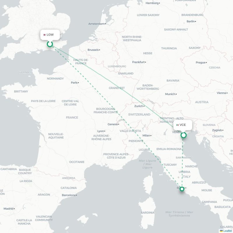 LGW - VCE route map