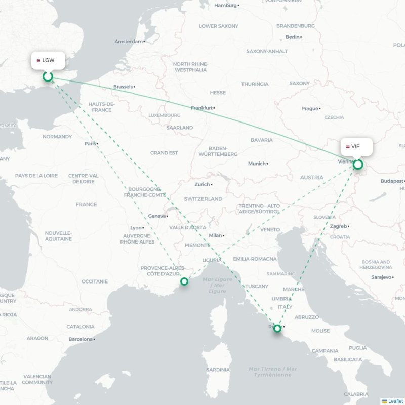 LGW - VIE route map