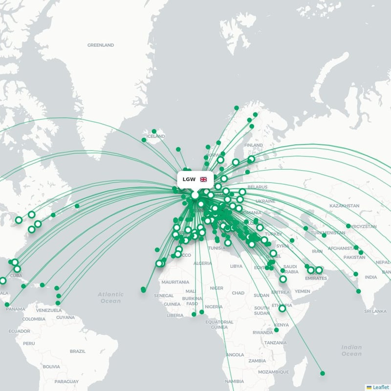 Route map London  LGW airport