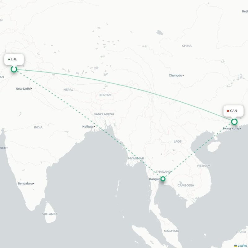 LHE - CAN route map
