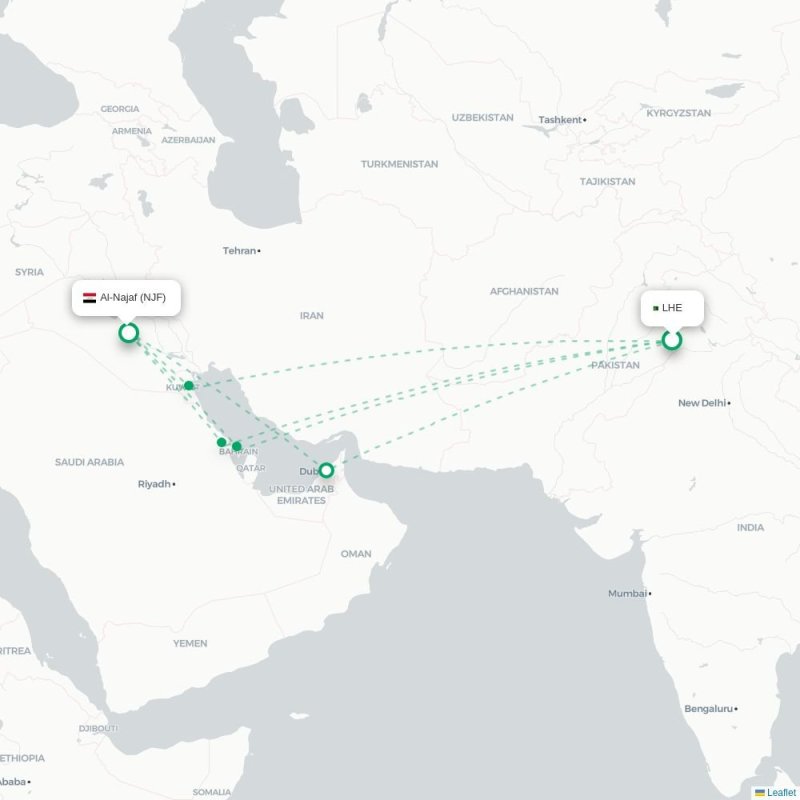 LHE - NJF route map