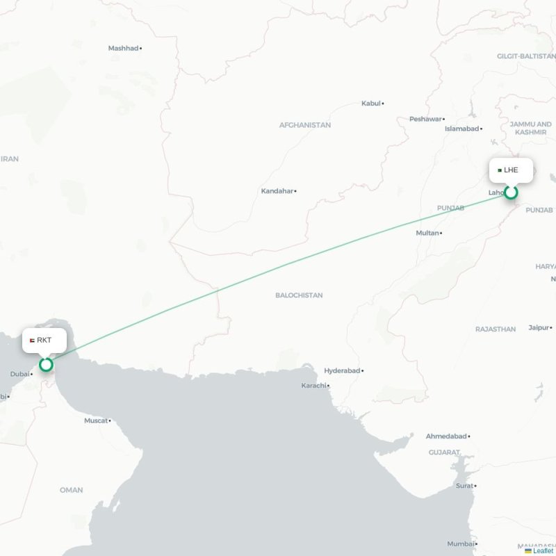LHE - RKT route map