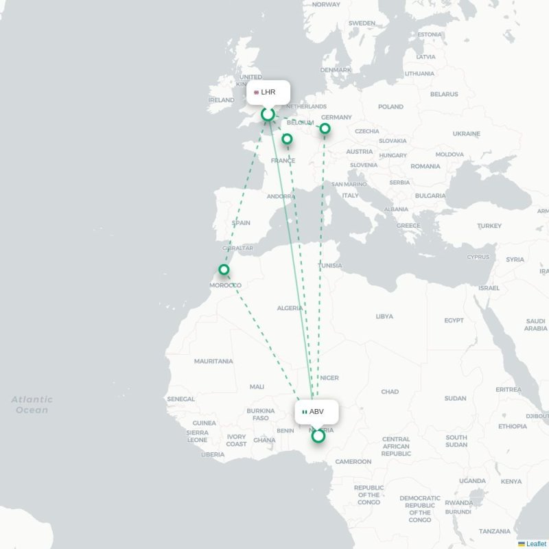 LHR - ABV route map