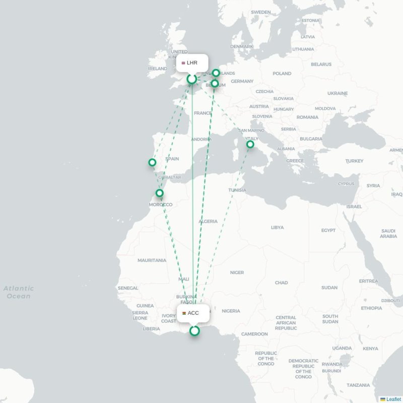 LHR - ACC route map