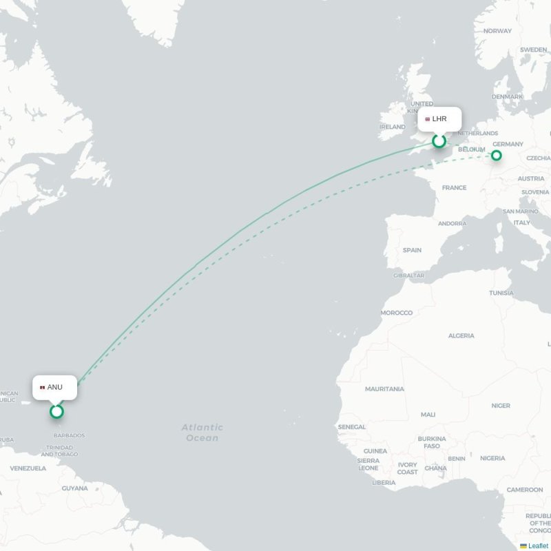 LHR - ANU route map
