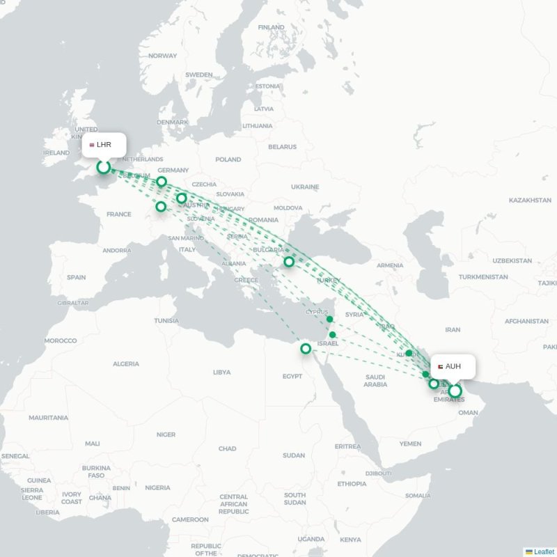 LHR - AUH route map