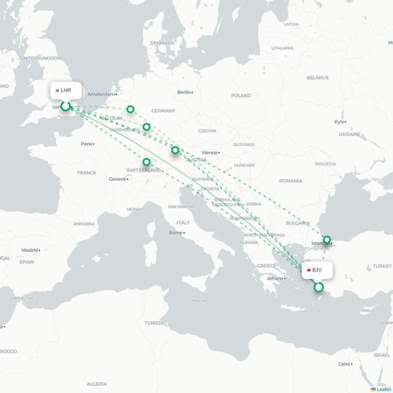 LHR - BJV route map