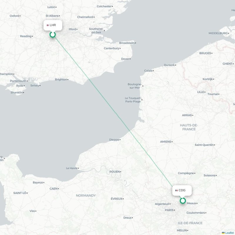 LHR - CDG route map