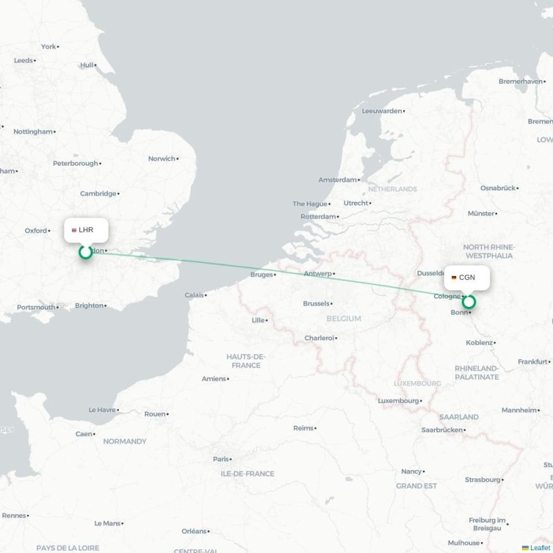 LHR - CGN route map