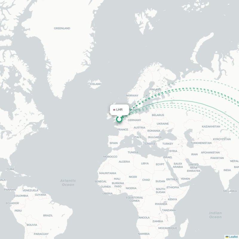 LHR - CSX route map