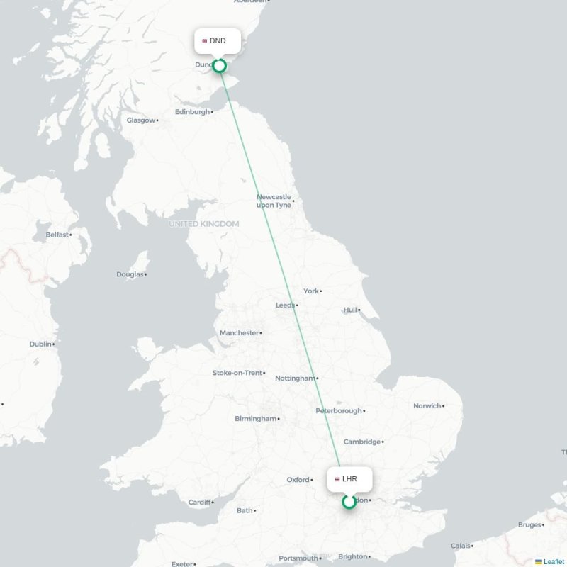 LHR - DND route map