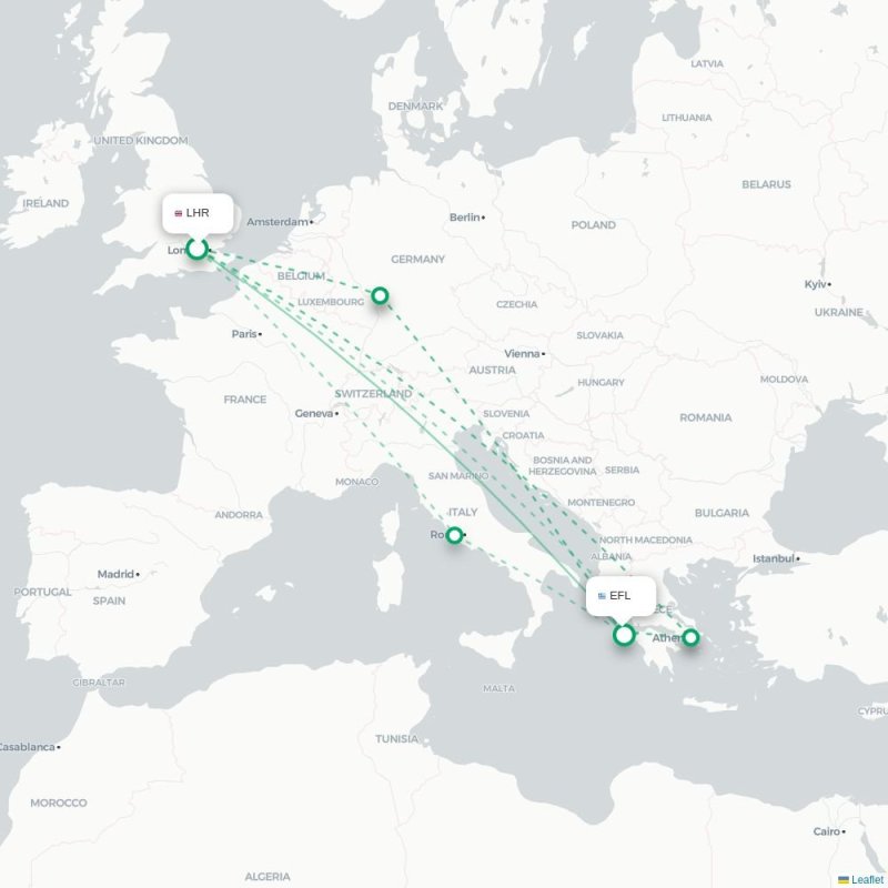 LHR - EFL route map