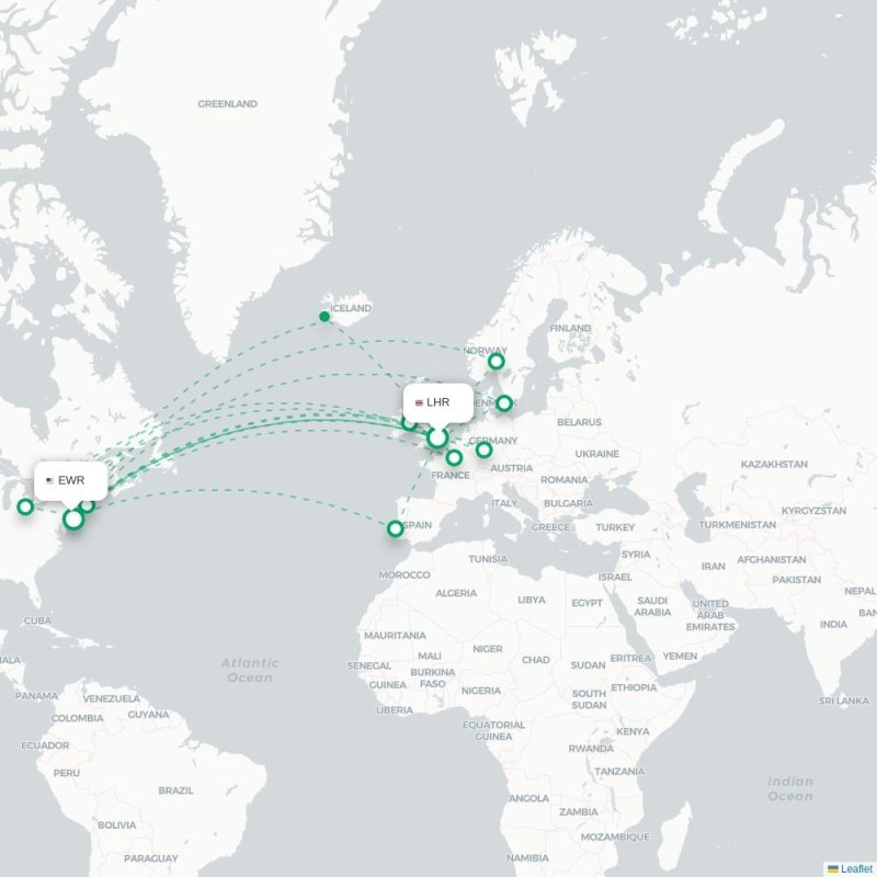 LHR - EWR route map