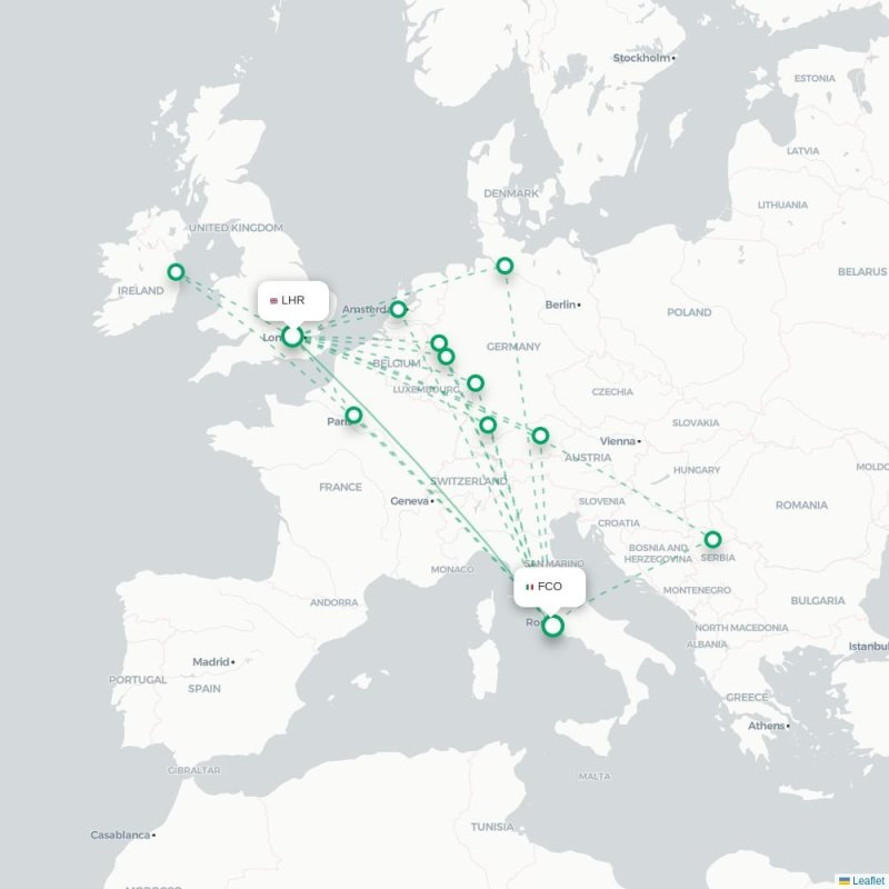 LHR - FCO route map