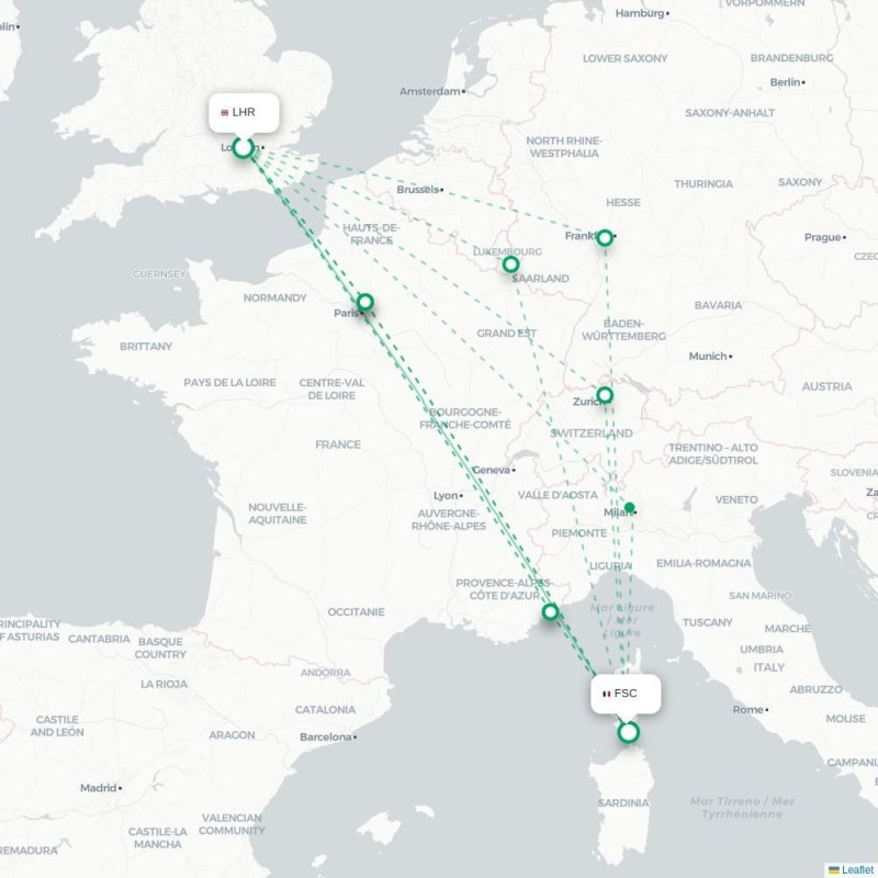LHR - FSC route map