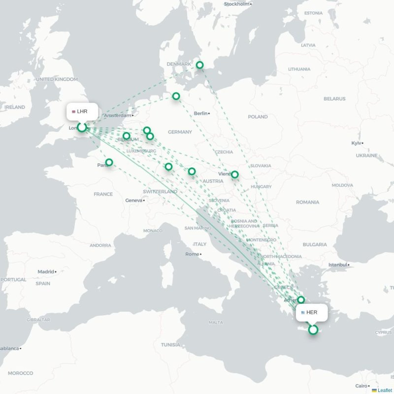 LHR - HER route map