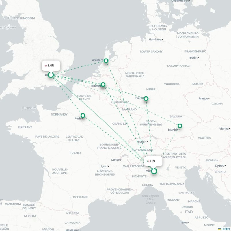 LHR - LIN route map