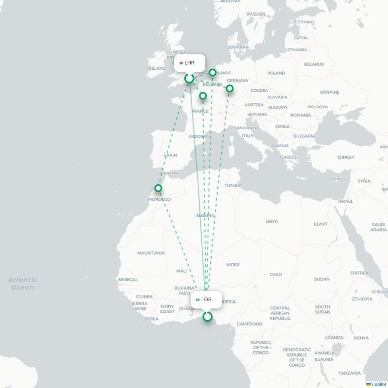 LHR - LOS route map