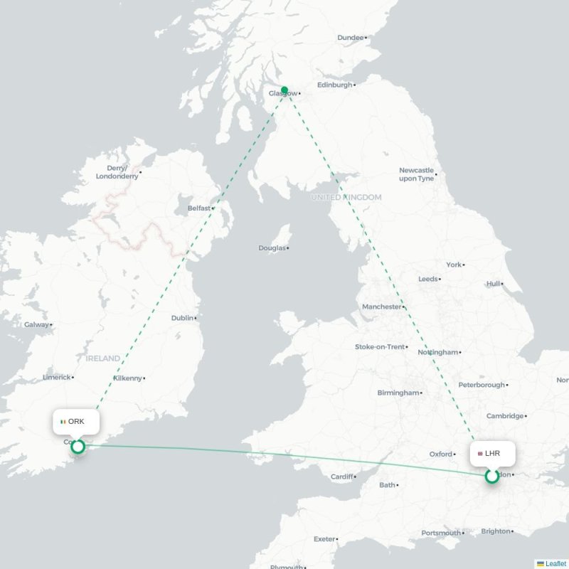 LHR - ORK route map