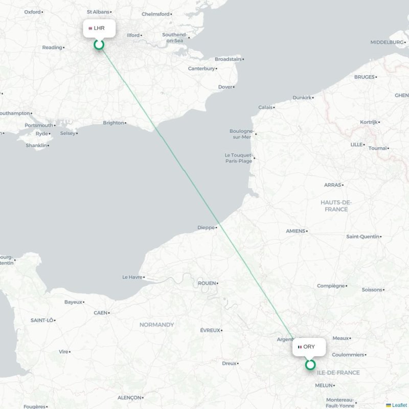 LHR - ORY route map
