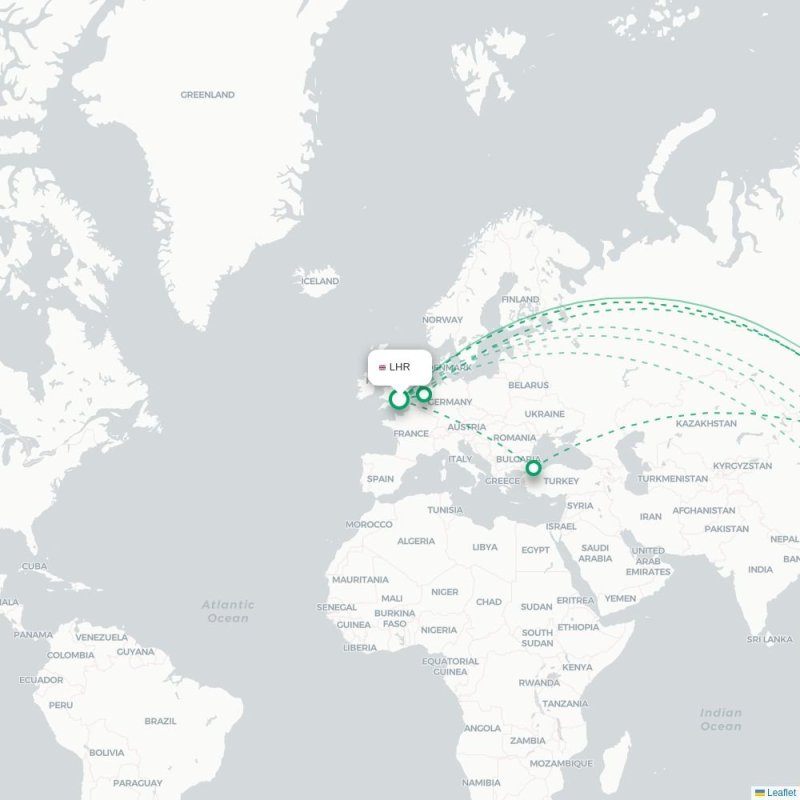 LHR - PKX route map