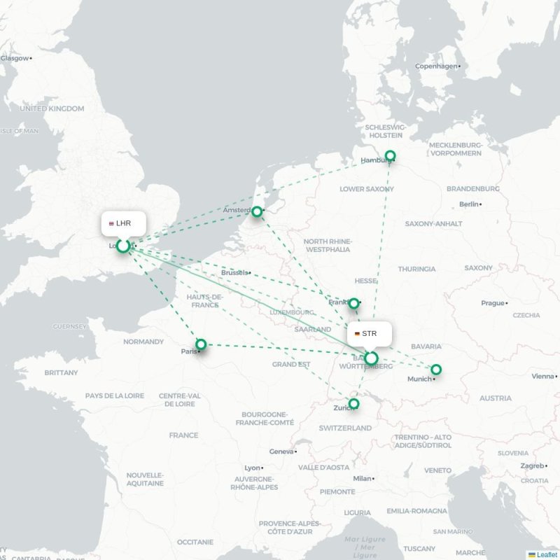 LHR - STR route map
