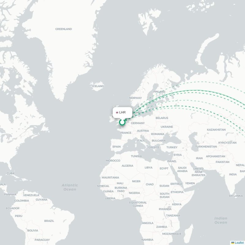 LHR - TAO route map