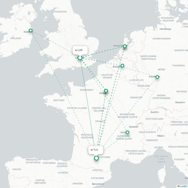 LHR - TLS route map