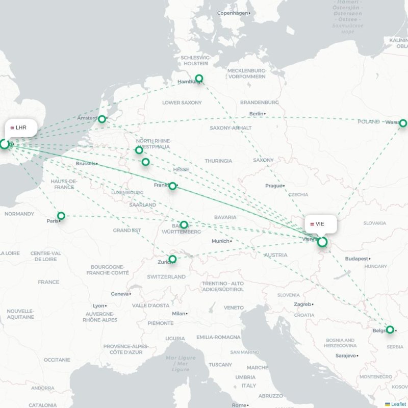 LHR - VIE route map
