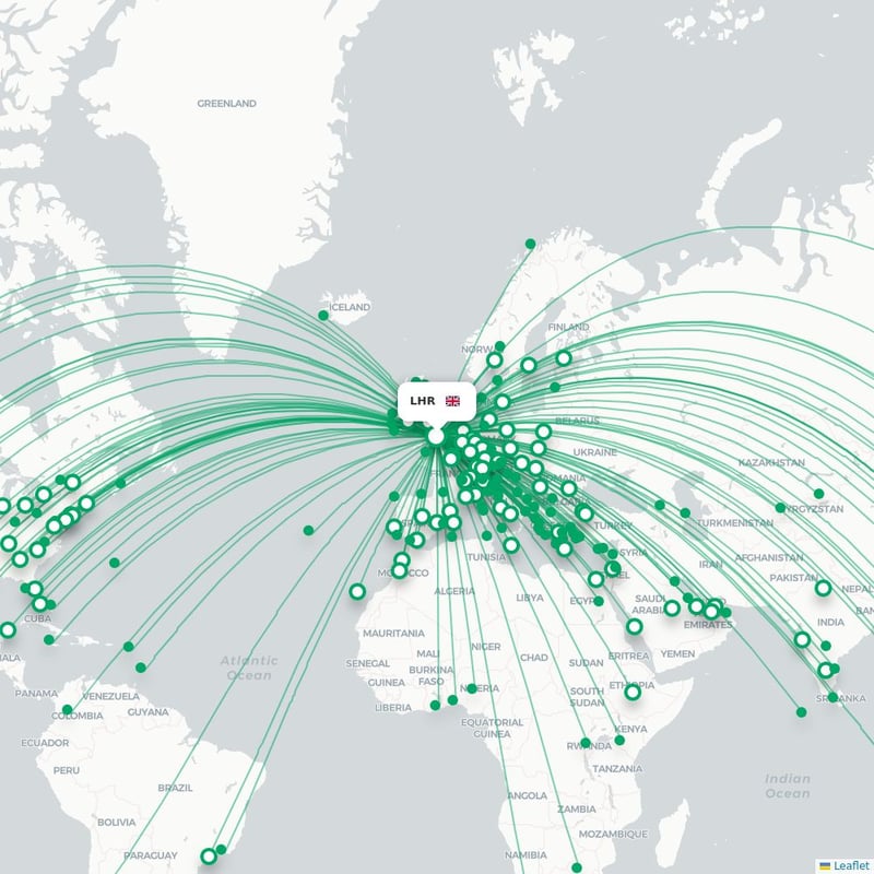 Route map London  LHR airport