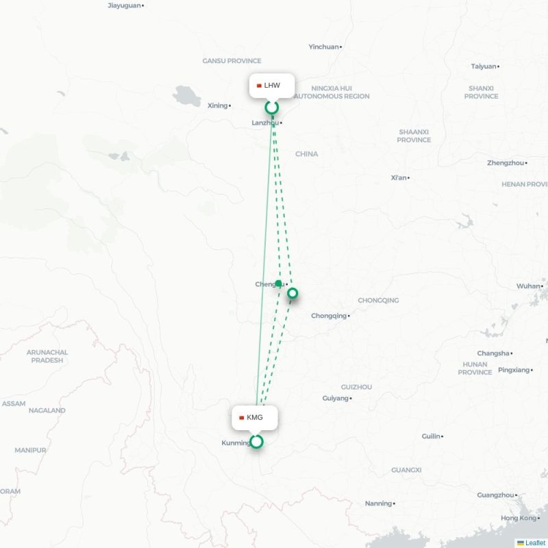 LHW - KMG route map