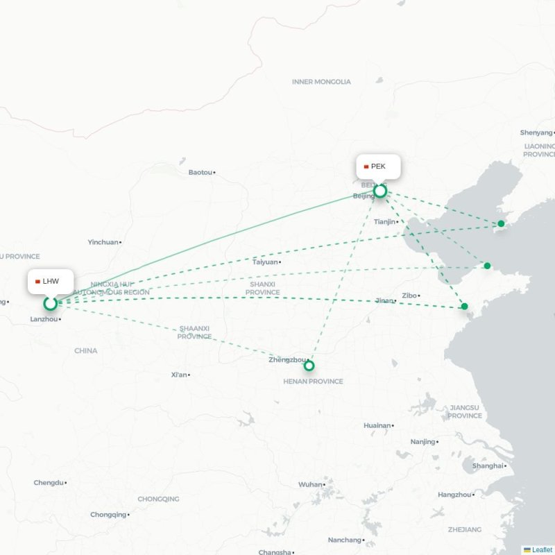 LHW - PEK route map