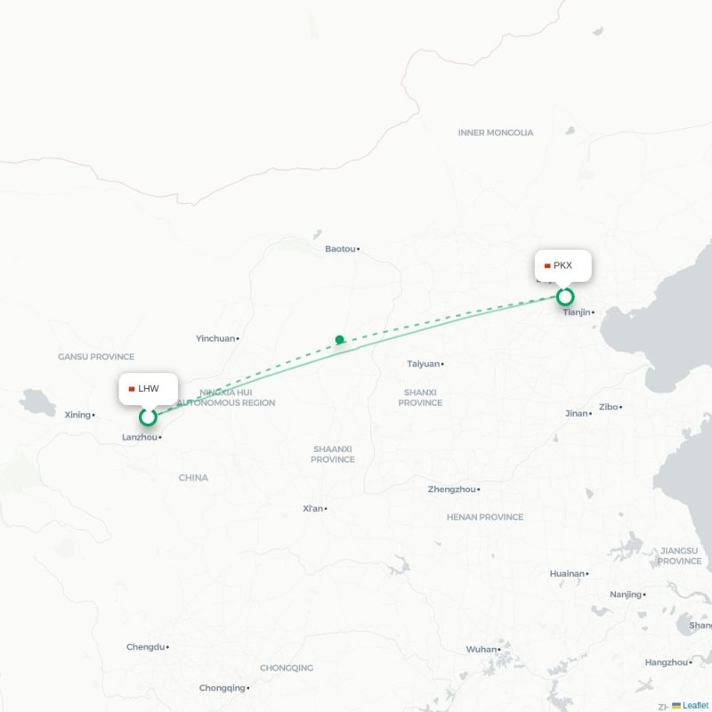 LHW - PKX route map