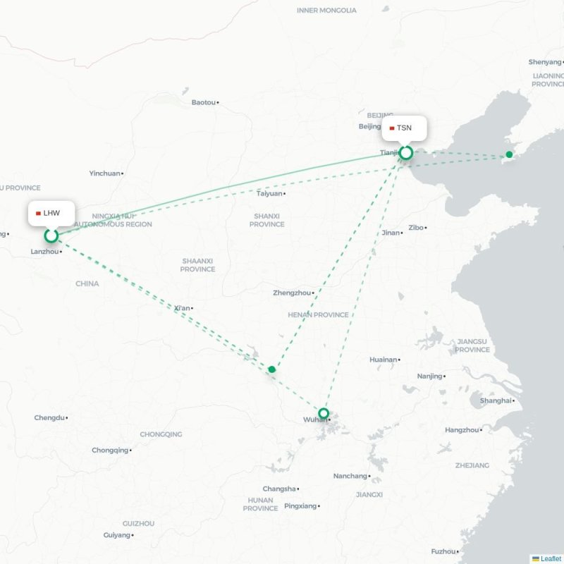 LHW - TSN route map