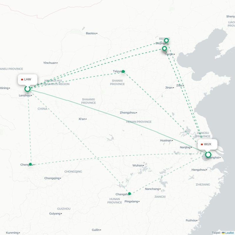 LHW - WUX route map