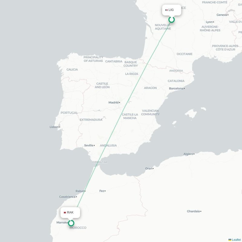 LIG - RAK route map
