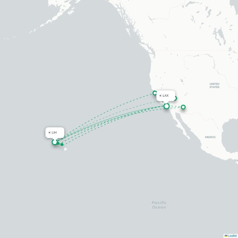 LIH - LAX route map